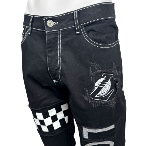 LA Lakers Mens 38X32 FISLL NBA Denim Jeans Black Basketball Kobe Lebron New - Picture 4 of 10